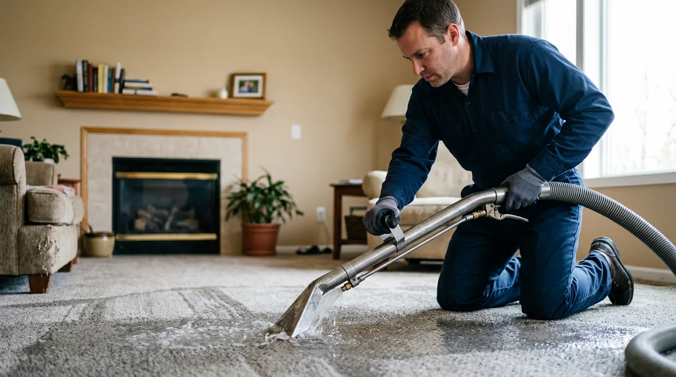 Water damage restoration technician working near Flovilla, GA